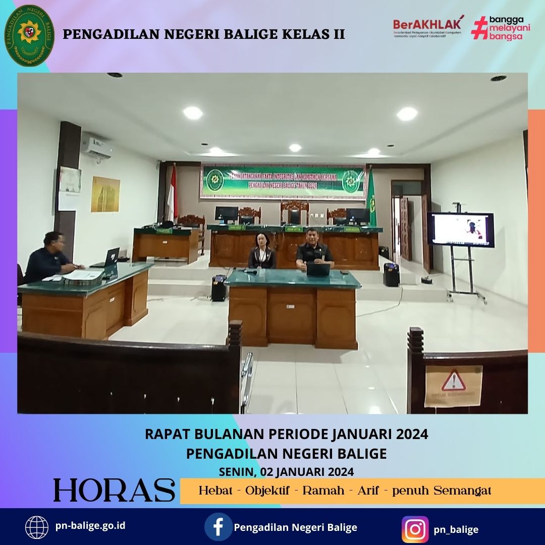 RAPAT BULANAN PENGADILAN NEGERI BALIGE PERIODE  JANUARI 2024